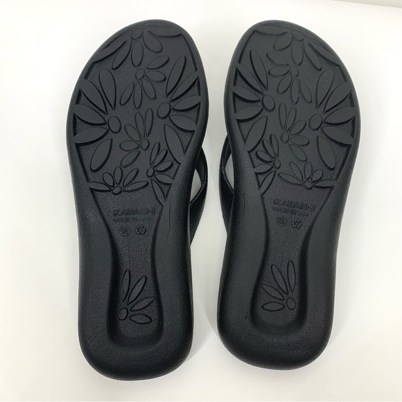 Okabashi Splash Solid Black Comfort Flip Flops Sandals Elevated Heel Size M/L - Picture 12 of 15